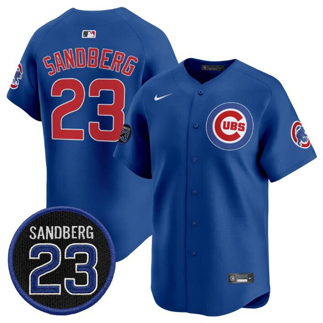 Personalized Men’s Chicago Cubs #23 Ryne Sandberg Royal ‘Ryne Sandberg Tribute’ Limited V2 Stitched Baseball Jersey