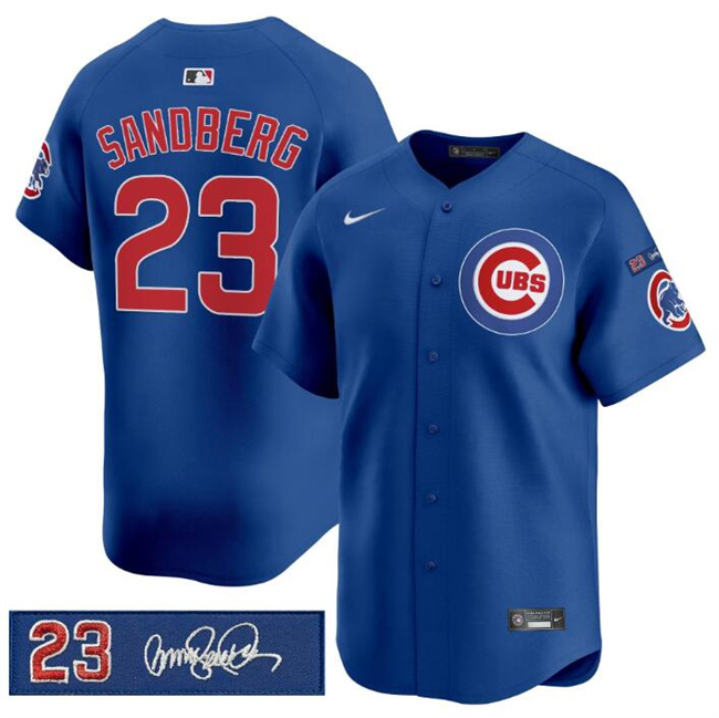 Personalized Men’s Chicago Cubs #23 Ryne Sandberg Royal ‘Ryne Sandberg Tribute’ Limited V3 Stitched Baseball Jersey