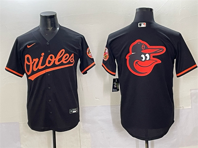 Personalized Men’s Baltimore Orioles Black Team Big Logo Cool Base Stitched Jersey
