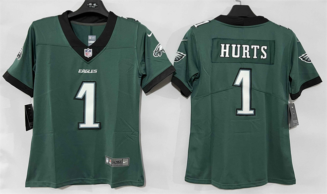 Personalized Women’s Philadelphia Eagles #1 Jalen Hurts Green New Untouchable Limited Stitched Football Jersey(Run Small)
