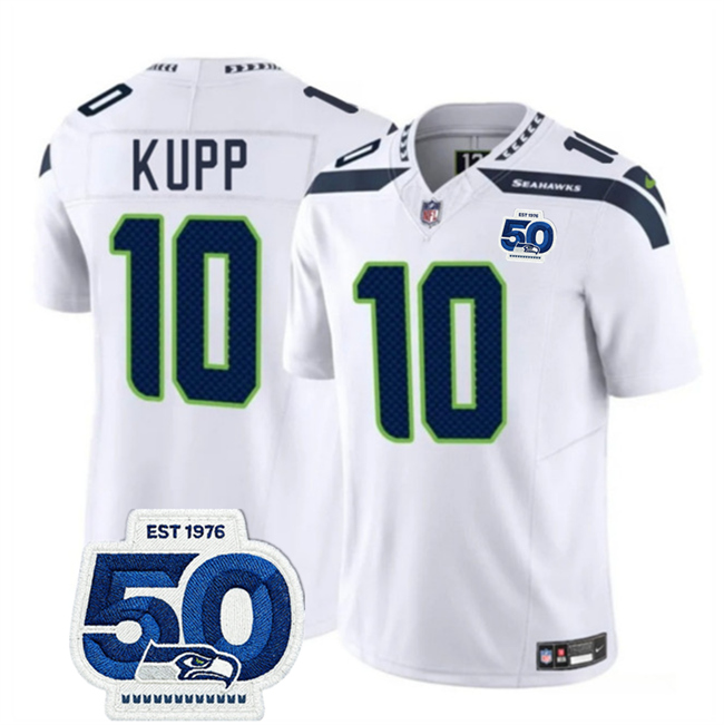 Personalized Men’s Seattle Seahawks #10 Cooper Kupp White 2025 F.U.S.E. Untouchable Limited Stitched Football Jersey