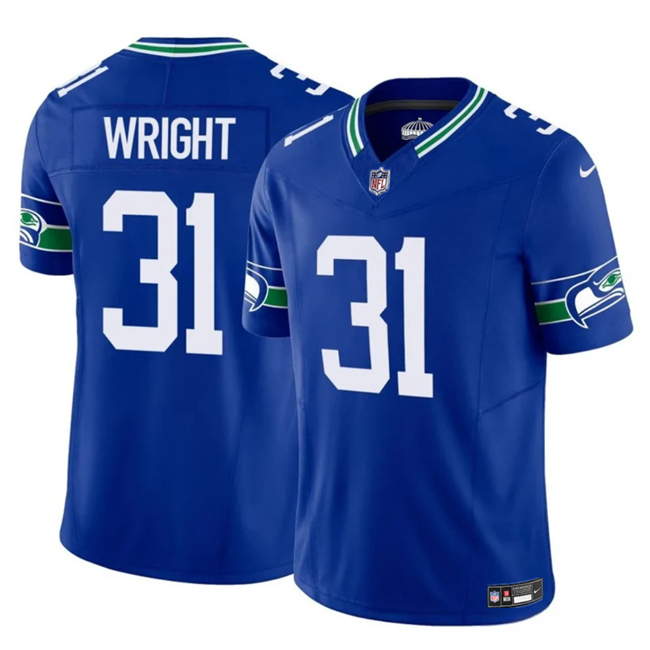 Personalized Men’s Seattle Seahawks #31 Jacardia Wright Royal 2025 F.U.S.E Throwback Limited Stitched Football Jersey