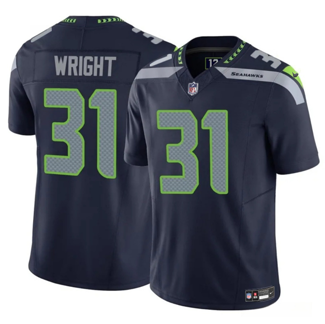 Personalized Men’s Seattle Seahawks #31 Jacardia Wright Navy 2025 F.U.S.E. Untouchable Limited Stitched Football Jersey