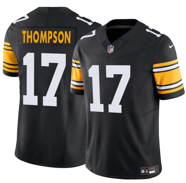 Personalized Men’s Pittsburgh Steelers #17 Skylar Thompson Black 2025 F.U.S.E. Alternate Untouchable Limited Stitched Jersey
