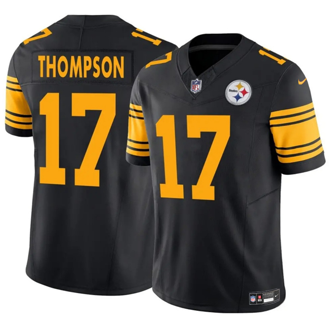 Personalized Men’s Pittsburgh Steelers #17 Skylar Thompson Black 2025 F.U.S.E. Color Rush Untouchable Limited Stitched Jersey