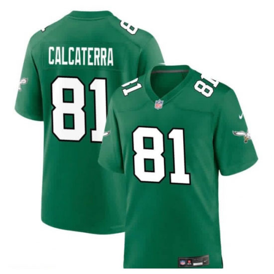 Personalized Men’s Philadelphia Eagles #81 Grant Calcaterra Limited Kelly Green Jersey