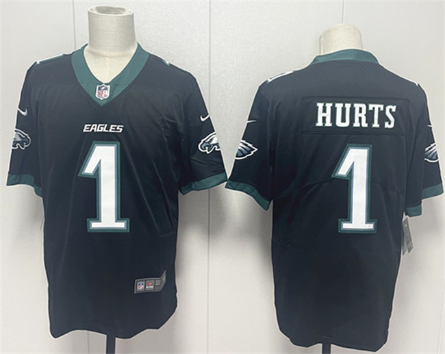 Personalized Men’s Philadelphia Eagles #1 Jalen Hurts Black 2024 New Untouchable Limited Stitched Football Jersey