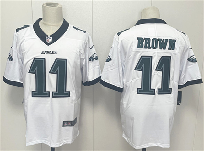 Personalized Men’s Philadelphia Eagles #11 A.J. Brown White 2024 New Untouchable Limited Stitched Football Jersey