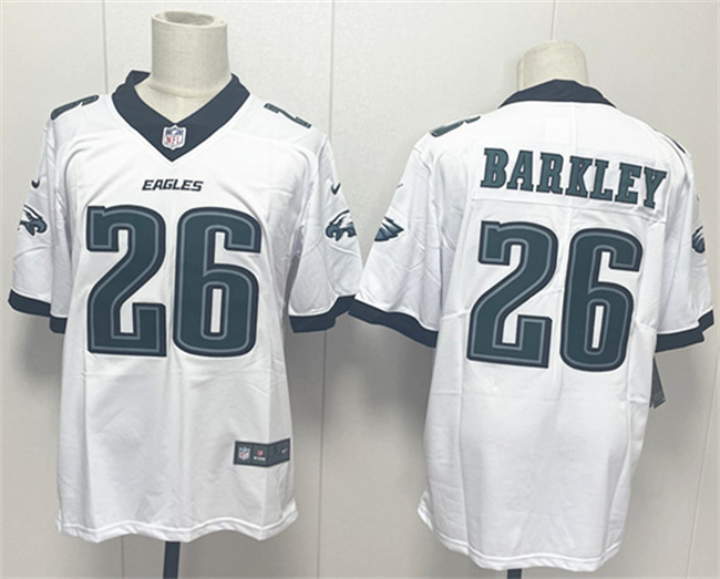 Personalized Men’s Philadelphia Eagles #26 Saquon Barkley White 2024 New Untouchable Limited Stitched Football Jersey