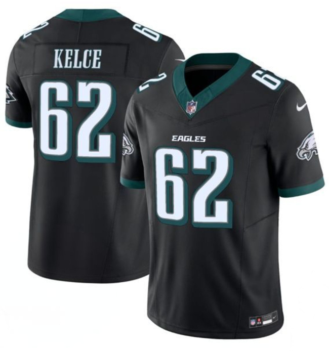 Personalized Men’s Philadelphia Eagles #62 Jason Kelce Black 2024 F.U.S.E. Untouchable Limited Throwback Stitched Football Jersey