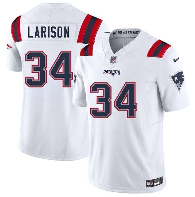 Personalized Men’s New England Patriots #34 Lan Larison White 2025 F.U.S.E. Limited Stitched Football Jersey