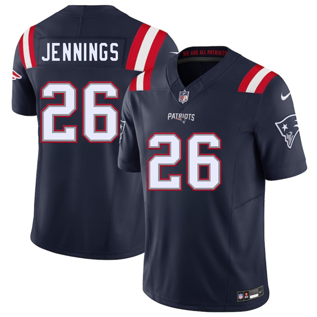 Personalized Men’s New England Patriots #26 Terrell Jennings Navy 2025 F.U.S.E. Limited Stitched Football Jersey