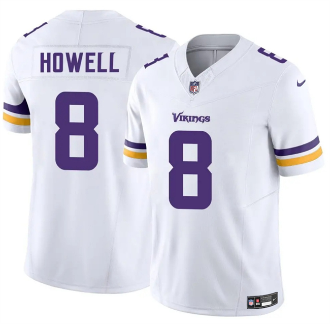 Personalized Men’s Minnesota Vikings #8 Sam Howell White 2025 F.U.S.E. Untouchable Limited Stitched Jersey