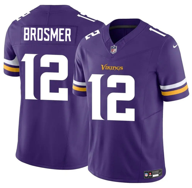 Personalized Men’s Minnesota Vikings #12 Max Brosmer Purple 2025 F.U.S.E. Untouchable Limited Stitched Jersey