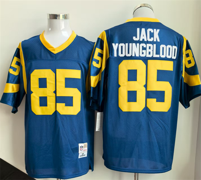 Personalized Men’s Los Angeles Rams #85 Jack Youngblood Royal Throwback Stitched Football Jersey