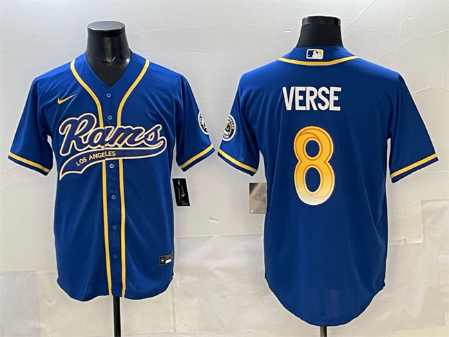 Personalized Men’s Los Angeles Rams #8 Jared Verse Royal Cool Base Stitched Baseball Jersey