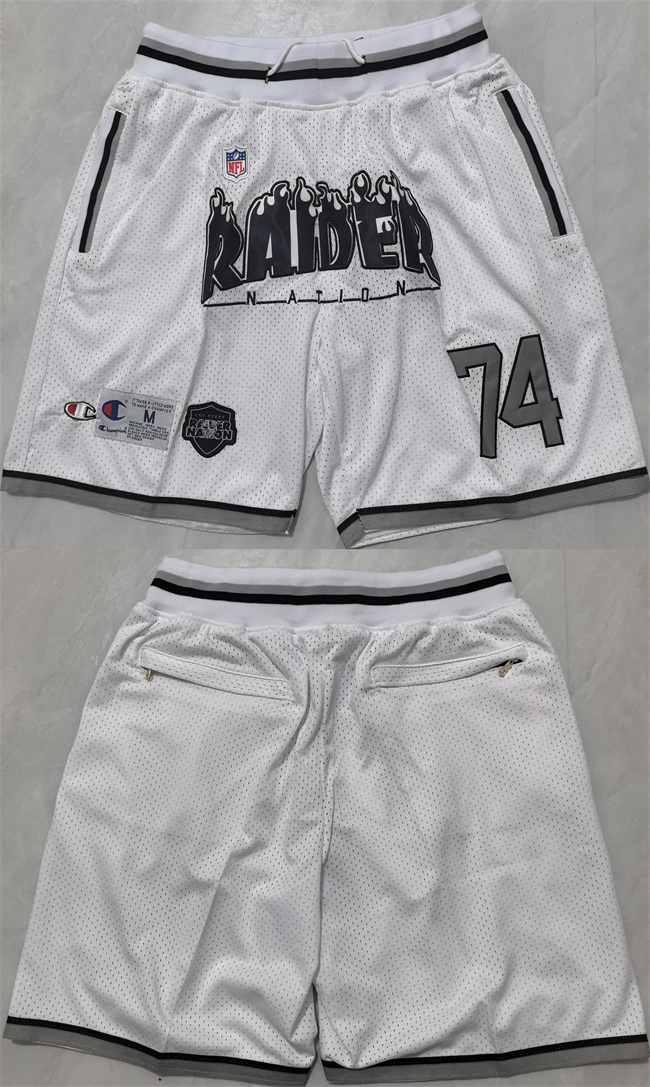 Personalized Men’s Las Vegas Raiders White Shorts (Run Small)