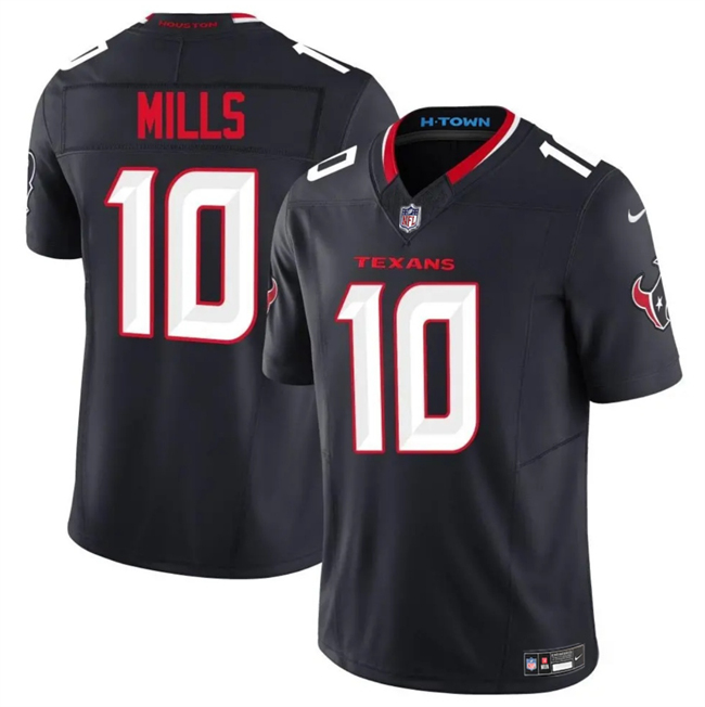 Personalized Men’s Houston Texans #10 Davis Mills Navy 2025 F.U.S.E. Limited Stitched Football Jersey