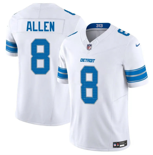 Personalized Men’s Detroit Lions #8 Kyle Allen White 2025 F.U.S.E. Limited Stitched Jersey