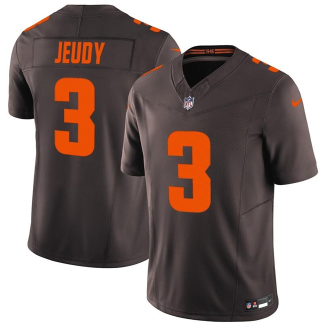 Personalized Men’s Cleveland Browns #3 Jerry Jeudy Brown 2025 F.U.S.E. ‘Alpha Dawg Edition’ Limited Stitched Football Jersey