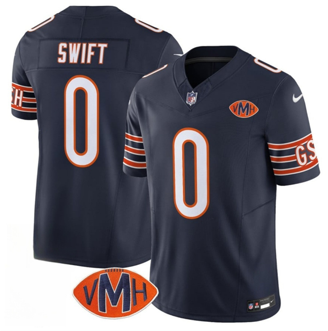 Personalized Men’s Chicago Bears #0 D’Andre Swift Navy 2025 F.U.S.E. With VMH Patch Untouchable Limited Stitched Football Jersey