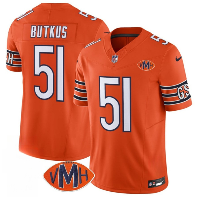 Personalized Men’s Chicago Bears #51 Dick Butkus Orange 2025 F.U.S.E. With VMH Patch Untouchable Limited Stitched Football Jersey
