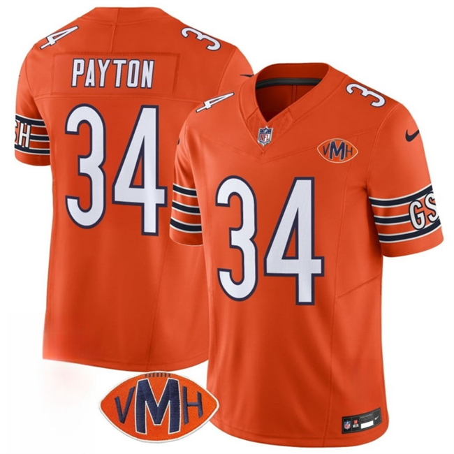 Personalized Men’s Chicago Bears #34 Walter Payton Orange 2025 F.U.S.E. With VMH Patch Untouchable Limited Stitched Football Jersey