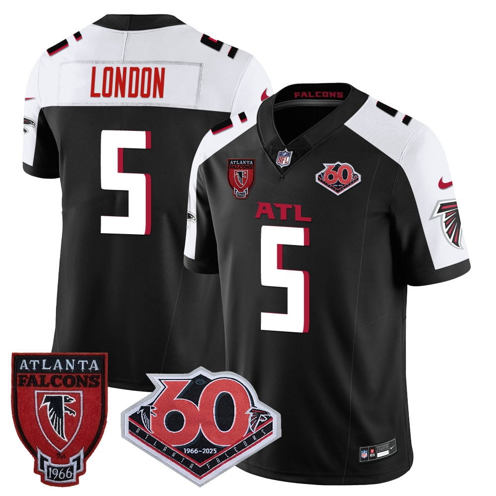 Personalized Men’s #5 Drake London Atlanta Falcons 60th Season Limited Jerseys
