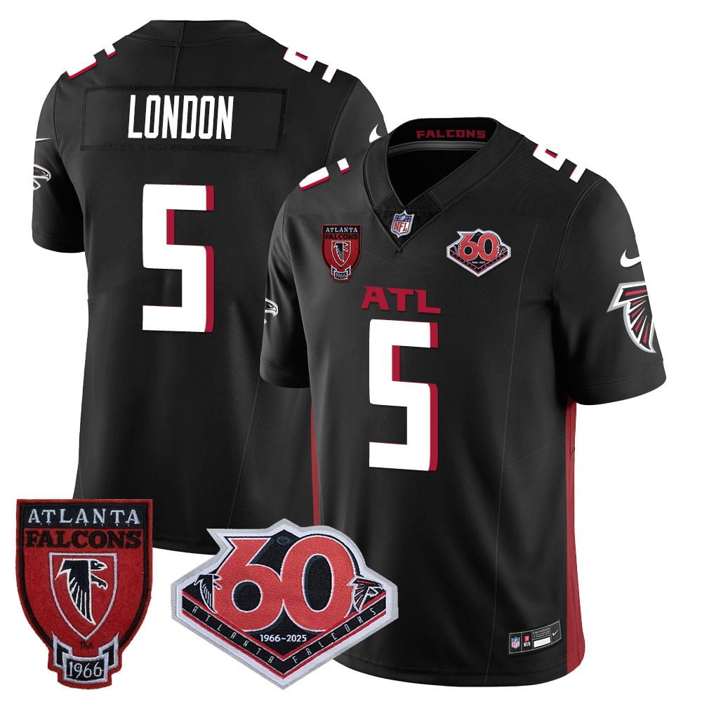 Personalized Men’s #5 Drake London Atlanta Falcons 60th Season Limited Jersey