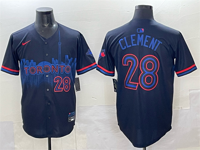 Personalized Men’s Toronto Blue Jays #28 Ernie Clement Navy 2024 City Connect Limited Stitched Baseball Jersey