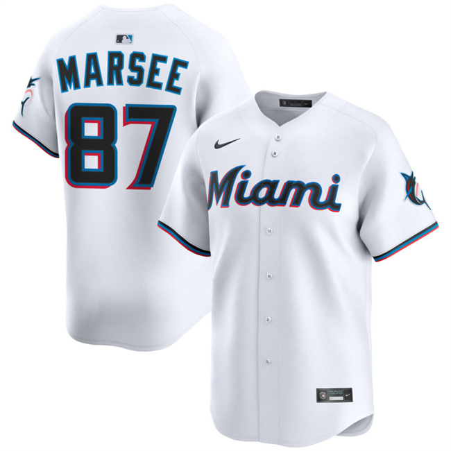 Personalized Men’s Miami Marlins #87 Jakob Marsee White 2024 Home Limited Stitched Baseball Jersey
