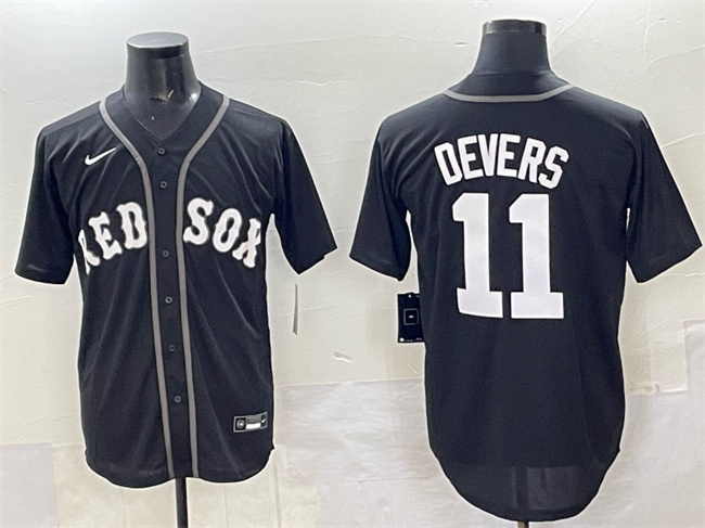 Personalized Men’s Boston Red Sox #11 Rafael Devers Black Lights Out Limited Stitched Baseball Jersey