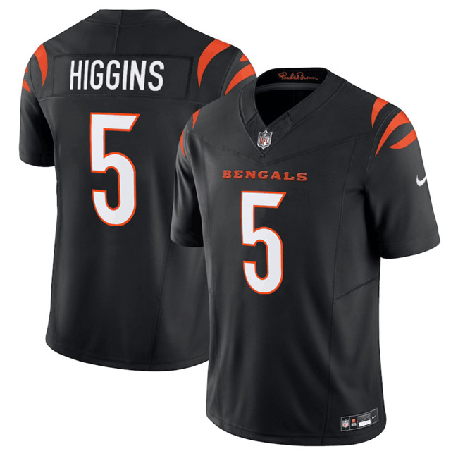 Personalized Men’s Cincinnati Bengals #5 Tee Higgins Black F.U.S.E. Untouchable Limited Stitched Jersey