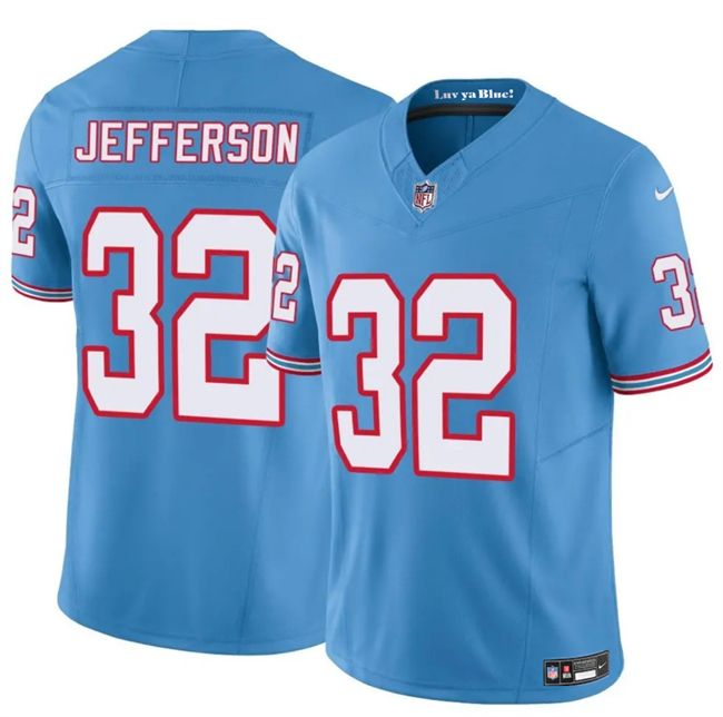 Personalized Men’s Tennessee Titans #32 Jermar Jefferson Blue 2025 F.U.S.E. Throwback Limited Stitched Football Jersey