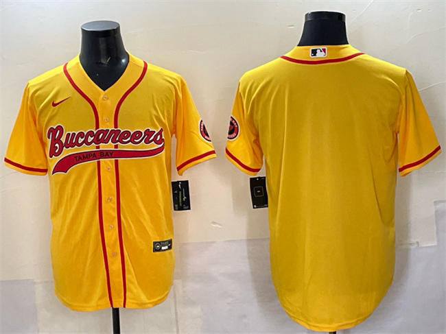 Personalized Men’s Tampa Bay Buccaneers Blank Gold Cool Base Stitched Baseball Jersey