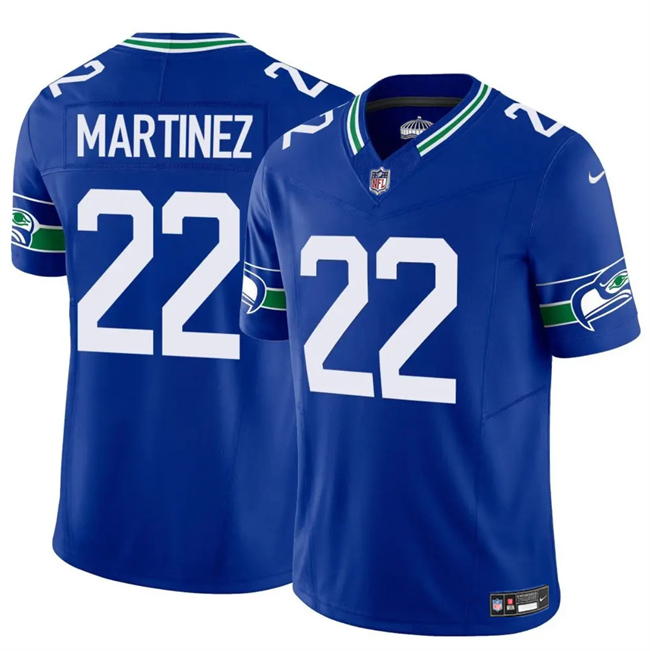 Personalized Men’s Seattle Seahawks #22 Damien Martinez Royal 2025 F.U.S.E Throwback Limited Stitched Football Jersey