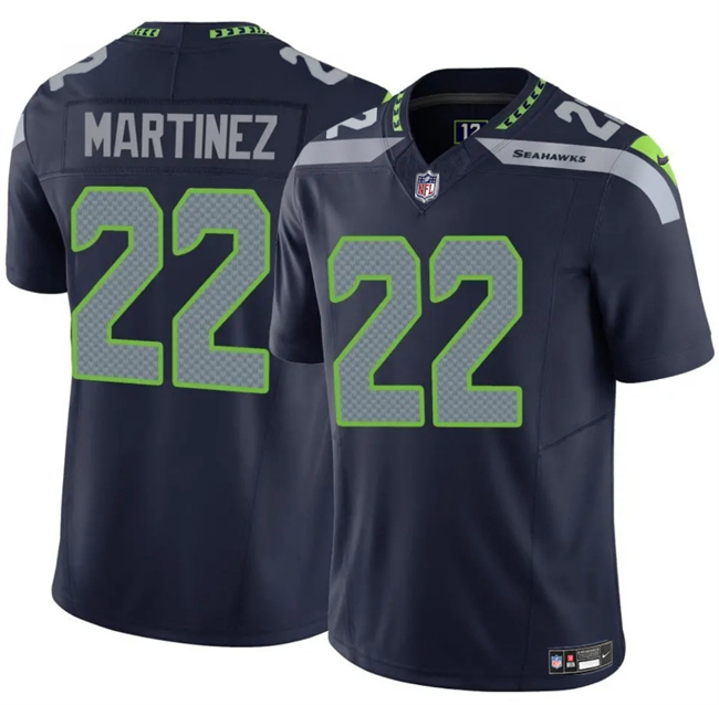 Personalized Men’s Seattle Seahawks #22 Damien Martinez Navy 2025 F.U.S.E. Untouchable Limited Stitched Football Jersey