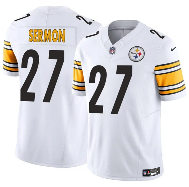Personalized Men’s Pittsburgh Steelers #27 Trey Sermon White 2025 F.U.S.E. Limited Stitched Football Jersey