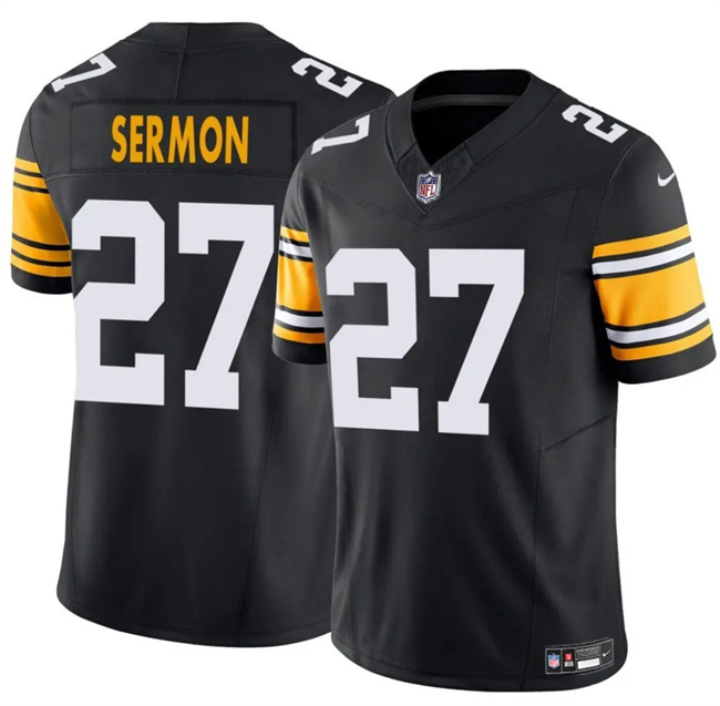 Personalized Men’s Pittsburgh Steelers #27 Trey Sermon Black 2025 F.U.S.E. Alternate Untouchable Limited Stitched Jersey