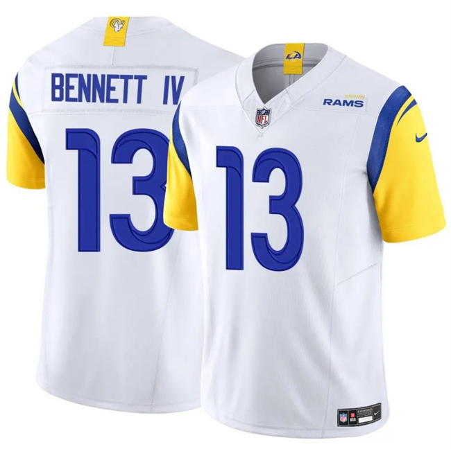 Personalized Men’s Los Angeles Rams #13 Stetson Bennett IV White 2024 F.U.S.E. Untouchable Stitched Football Jersey
