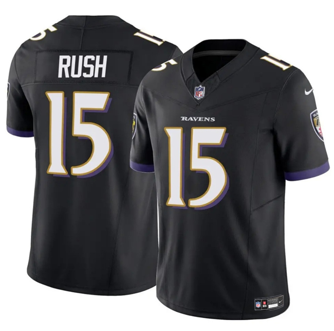 Personalized Men’s Baltimore Ravens #15 Cooper Rush Black 2025 F.U.S.E Limited Football Jersey