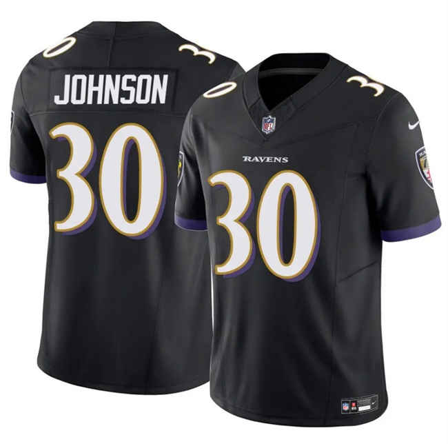 Personalized Men’s Baltimore Ravens #30 D’Ernest Johnson Black 2025 F.U.S.E Limited Football Jersey