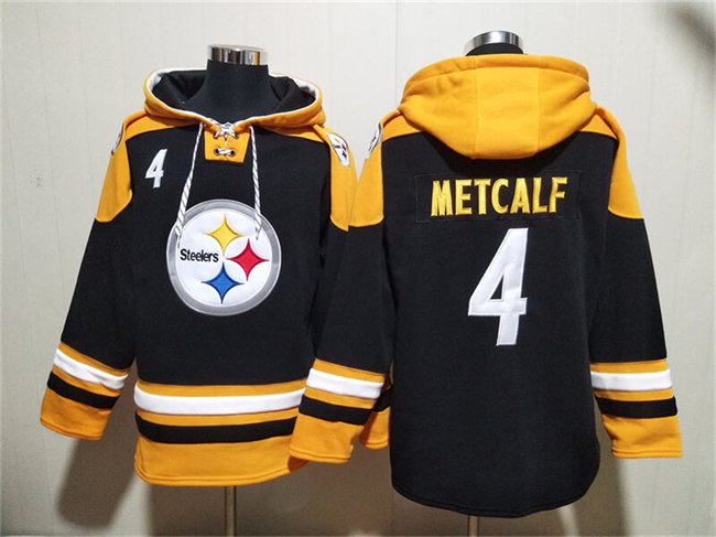 Personalized Men’s Pittsburgh Steelers #4 DK Metcalf Black Ageless Must-Have Lace-Up Pullover Hoodie