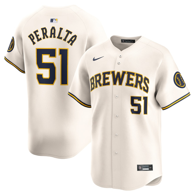 Personalized Men’s Milwaukee Brewers #51 Freddy Peralta Cream Limited Stitched Baseball Jersey