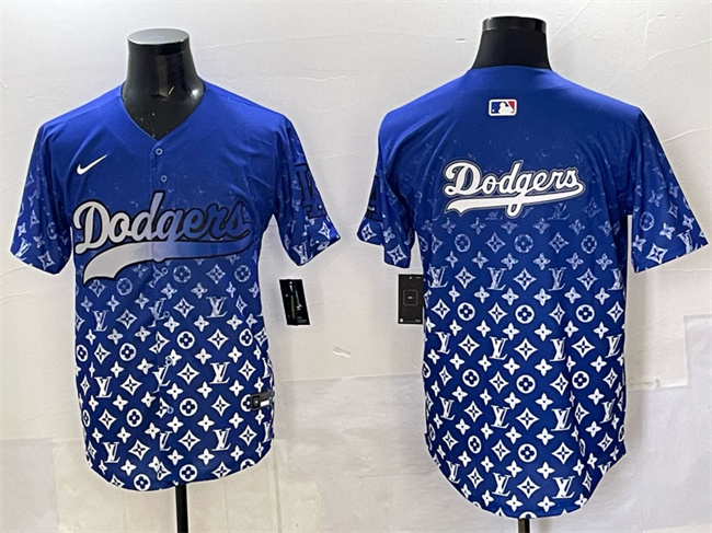 Personalized Men’s Los Angeles Dodgers Team Big Logo Blue Limited Stitched Baseball Jersey 2