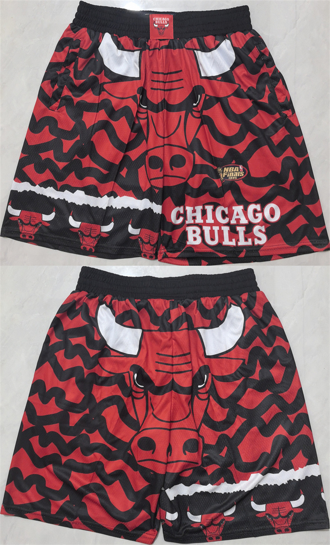 Personalized Men’s Chicago Bulls Black Red Shorts (Run Small)