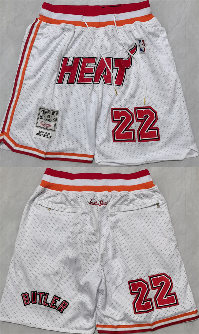 Personalized Men’s Miami Heat White #22 Shorts (Run Small)