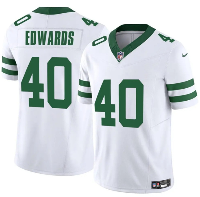 Personalized Men’s New York Jets #40 Donovan Edwards White 2025 F.U.S.E. Untouchable Limited Stitched Jersey