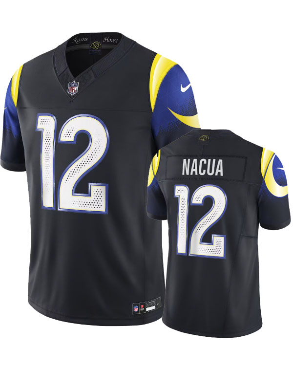Personalized Men’s Los Angeles Rams #12 Puka Nacua Rivalries Collection Black Jerseys