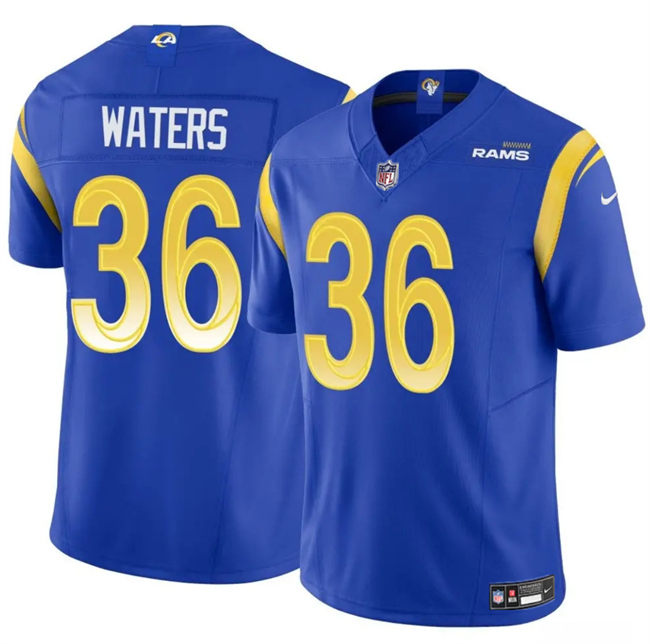 Personalized Men’s Los Angeles Rams #36 Jordan Waters Blue 2024 F.U.S.E. Untouchable Stitched Football Jersey